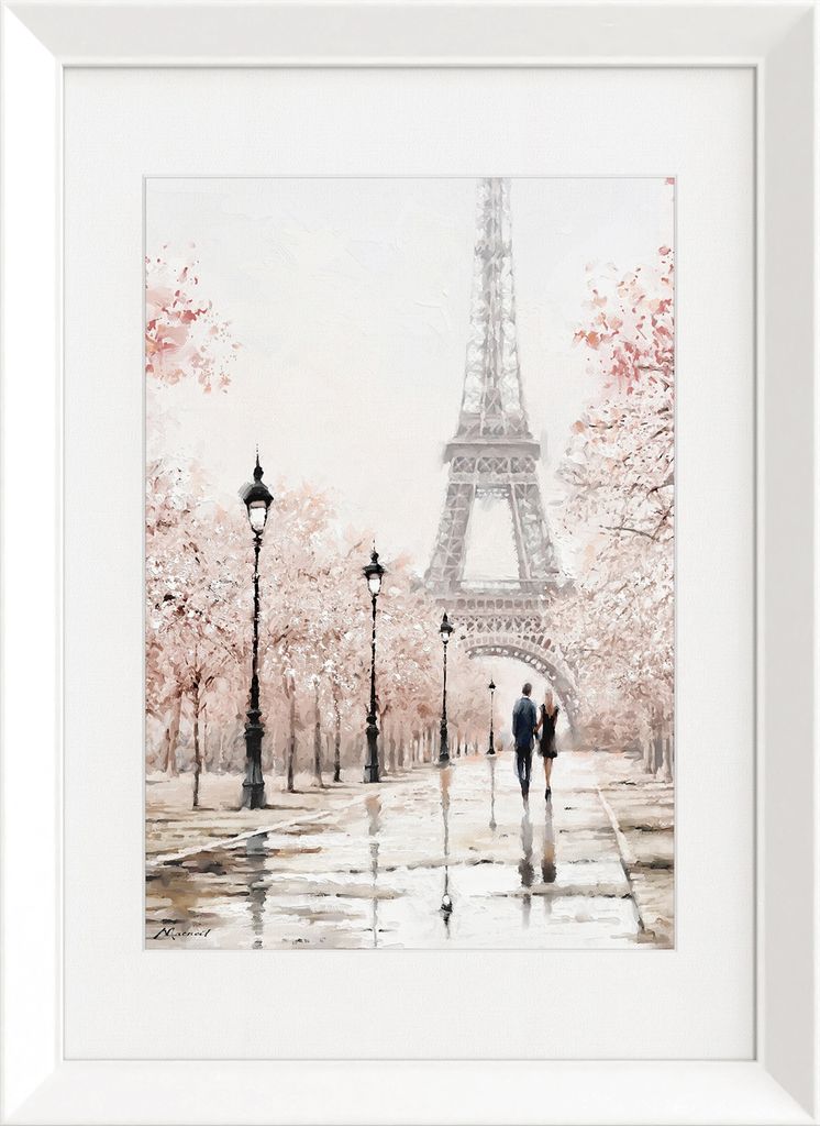 Falikép 50x70 cm, Ejffel torony tájkép, fehér rózsaszín - EIFFEL - Butopêa